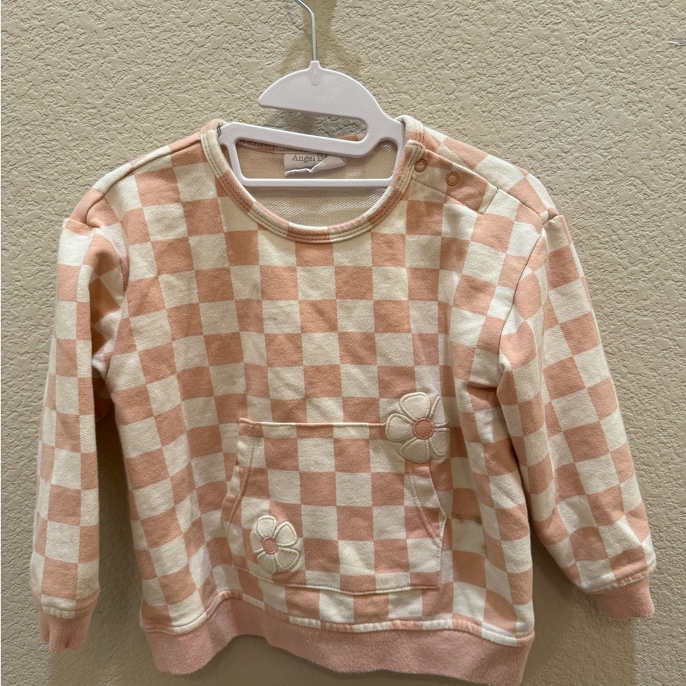 Angel Dear Pink and Cream Checkered Sweatshirt
